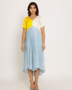 Yellow IceBlueMidiDress