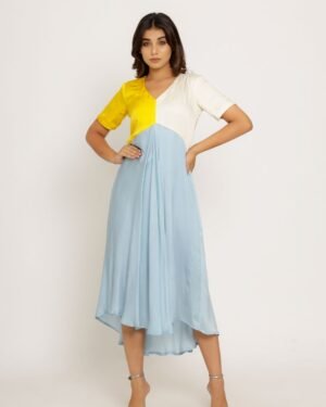 Yellow IceBlueMidiDress 3