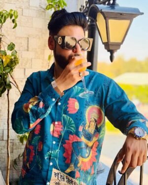 Bharat Montage Blue Luxury Designer Shirt Soft Cotton Or Pure Linen Partywear Shirt For Men 4655332 1