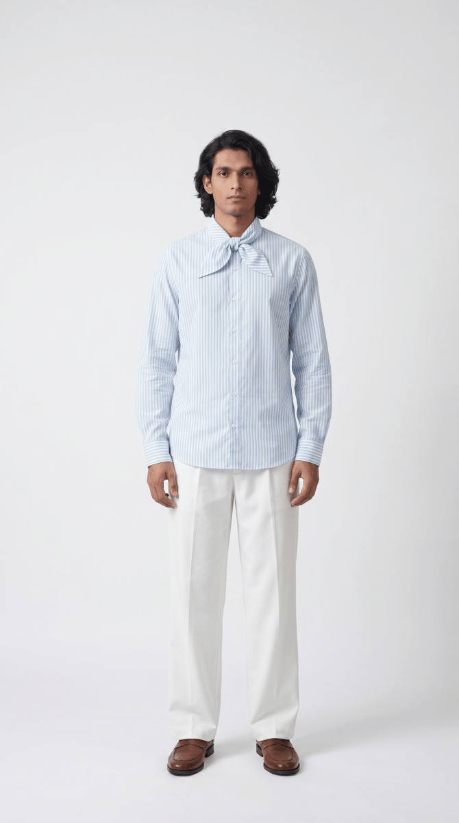 Bow Shirt Men Blue