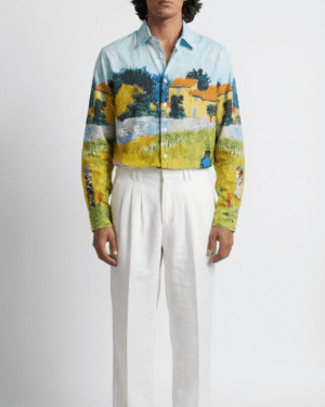 Farmhouse In Provence Shirt Men Cotton Linen Blue 2584476 1