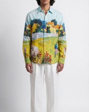 Farmhouse In Provence Shirt Men Cotton Linen Blue 8980999 1