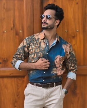 Peacock On The Wall Shirt For Men In Available In Cotton And Linen 2583492 1