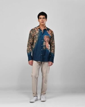 Peacock On The Wall Shirt For Men In Available In Cotton And Linen 3183599 1
