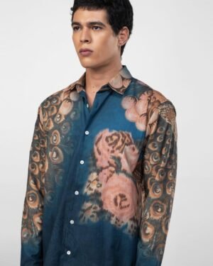 Peacock On The Wall Shirt For Men In Available In Cotton And Linen 3910723