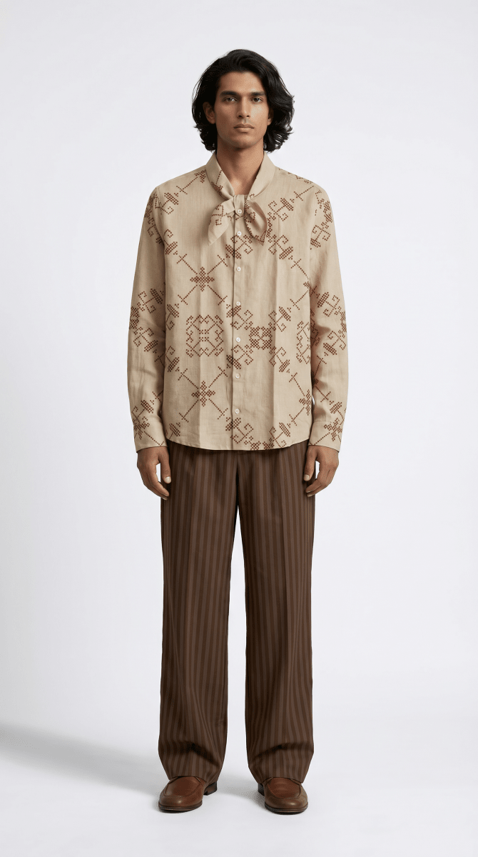 Retro Bow Shirt Men