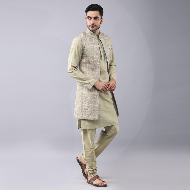 Printed front open bundi jacket