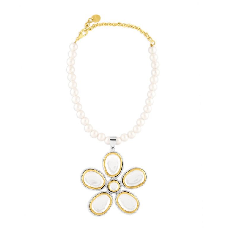 Gold & Silver Polki Flower Neck