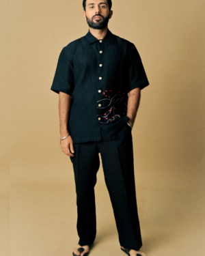 acid moons holiday shirt ant embroidery black front