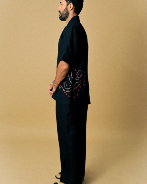 acid moons holiday shirt ant embroidery black side