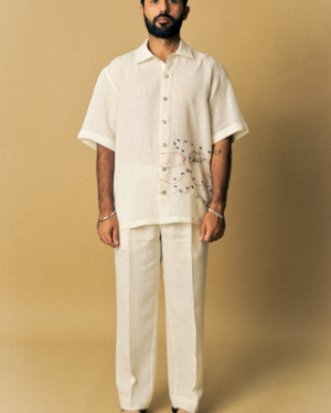 acid moons holiday shirt ant embroidery white front
