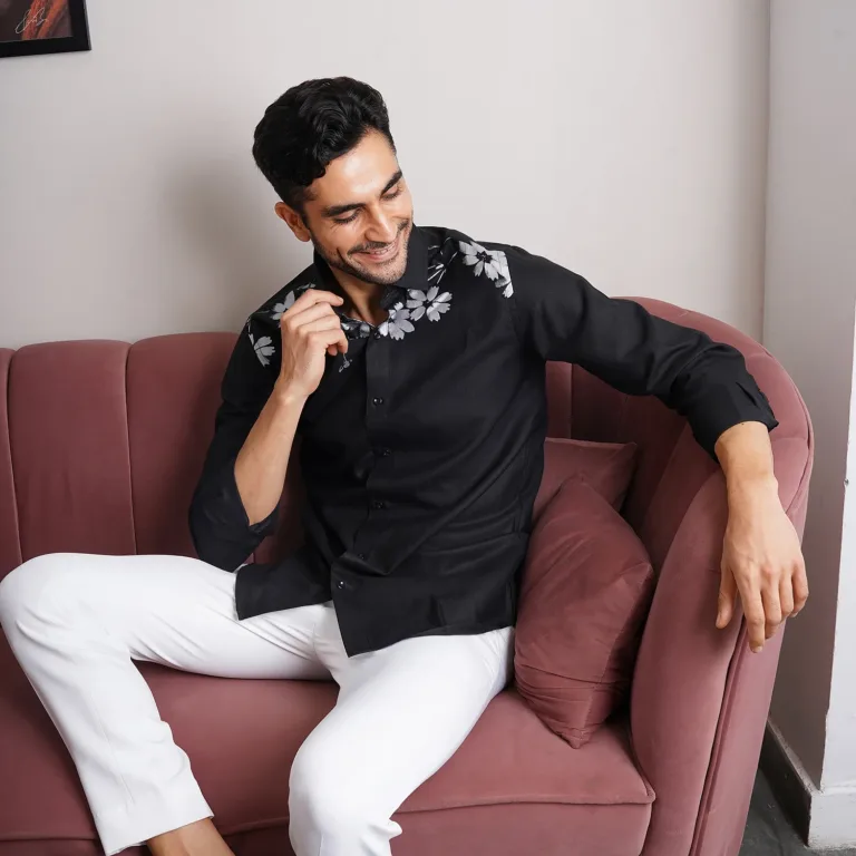 Floral placement printed shirt