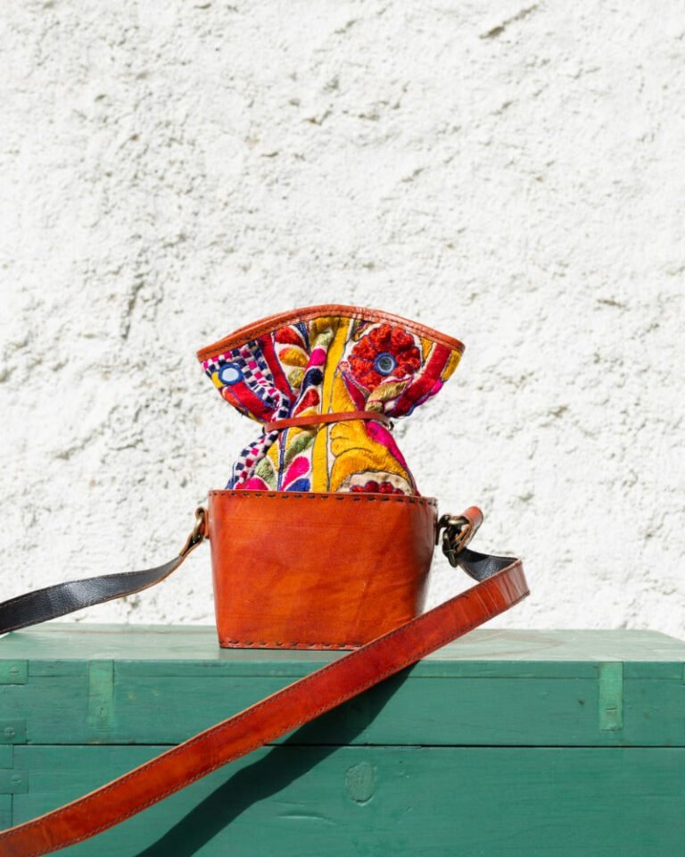 Gamthi Potli Leather Bag (Square)
