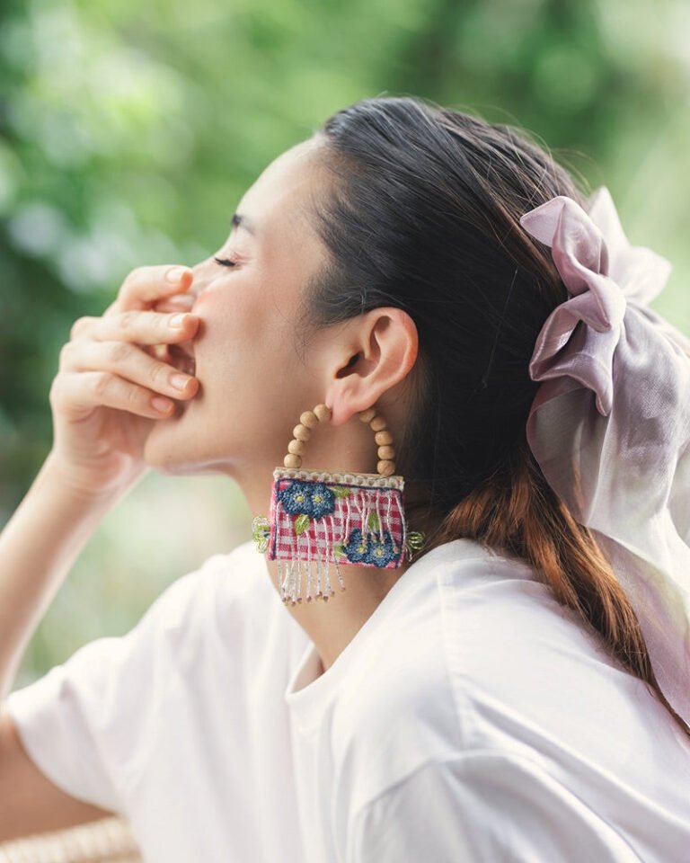 Rani Checks Hoop Earrings