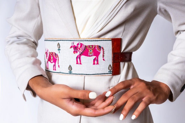 Sudoku Embroidered Leather Belt