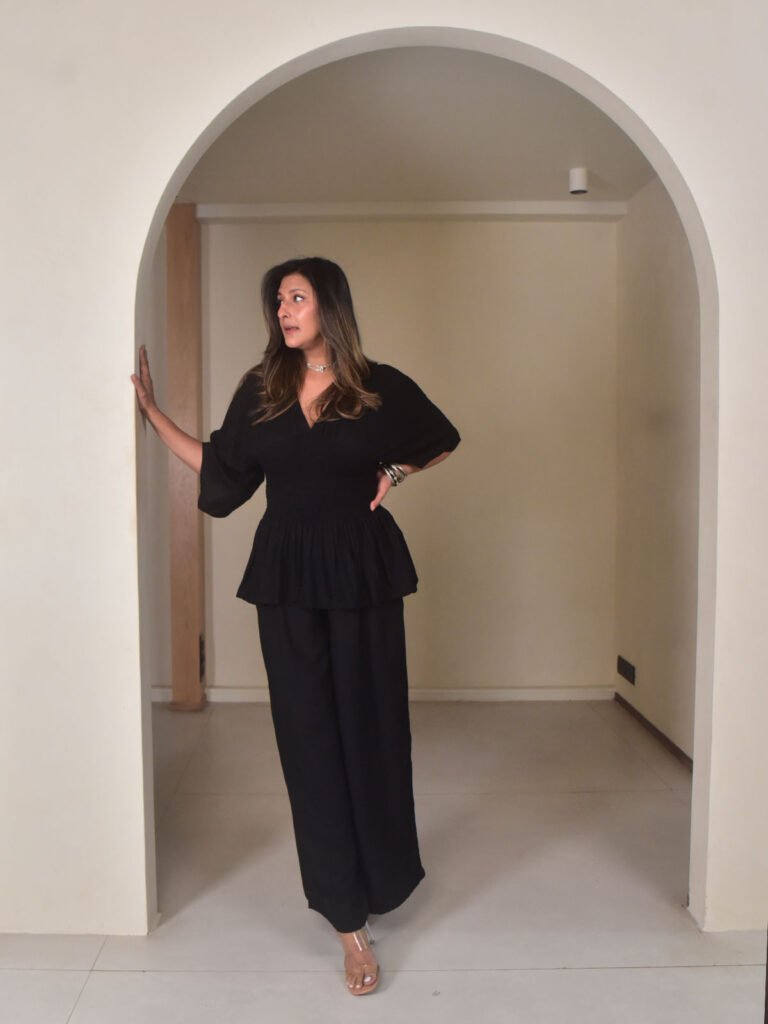 Mia Ruched Top Pant Set - Black