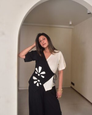 Black And Amara Applique Wrap Top4