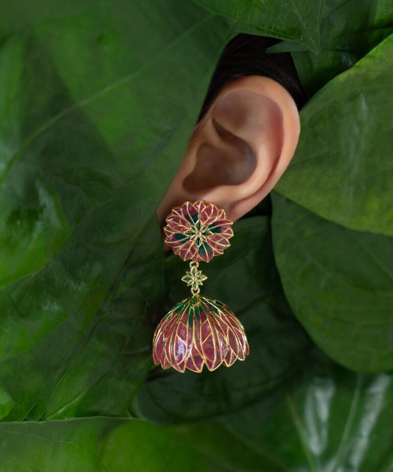 Bloom Flower Jhumka Pink