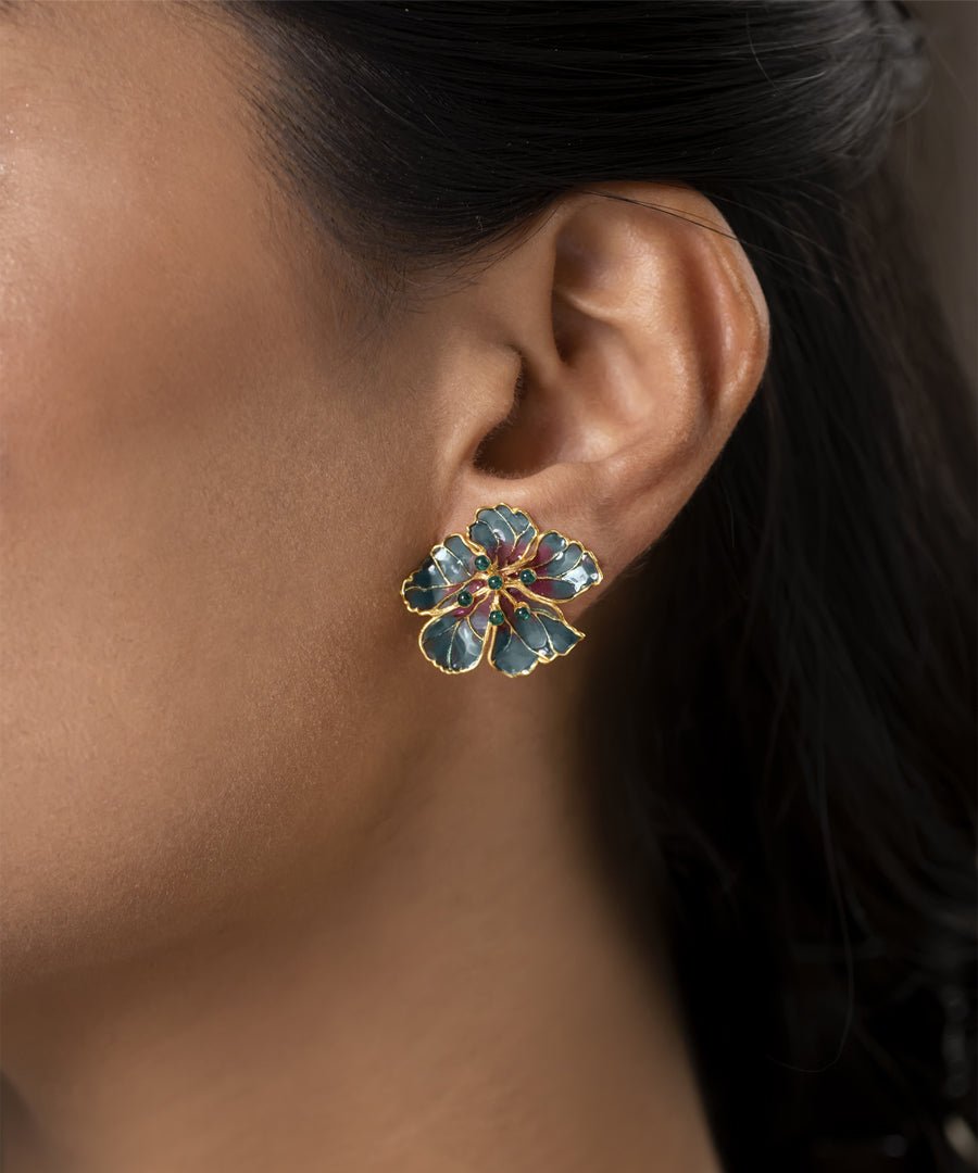 Bloom Stud Earrings Blue