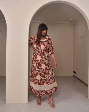Brown net dress5