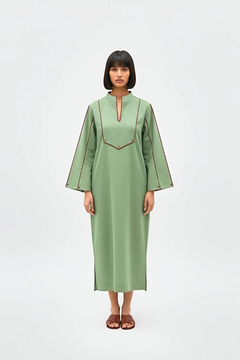 Asparagus Collared Stripe Dress