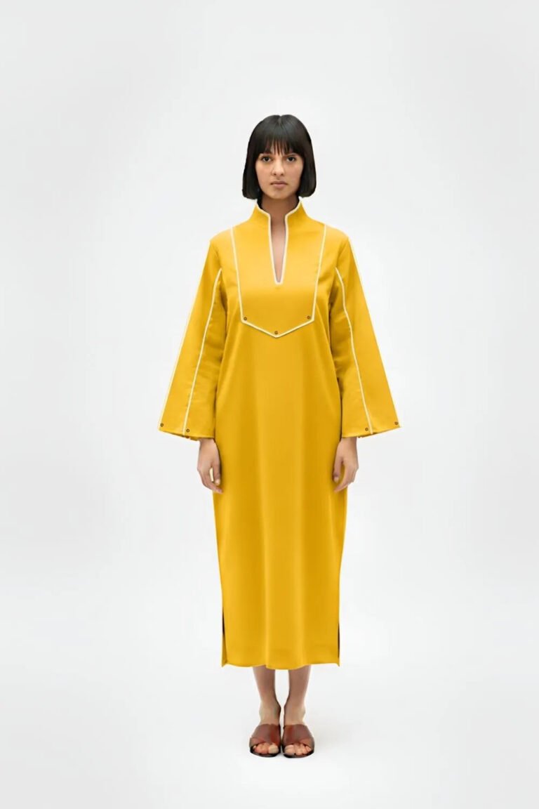 Mango-Ivory Collared Stripe Dress