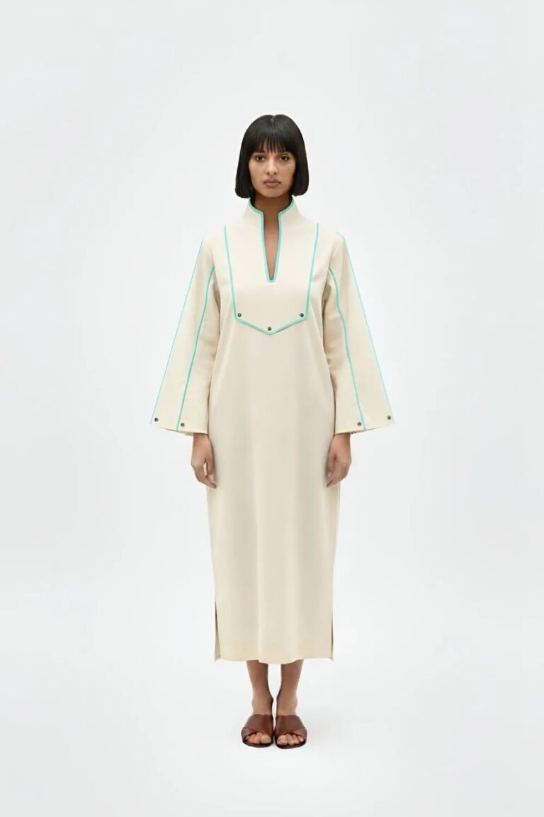 Ivory-Tiffany Collared Stripe Dress