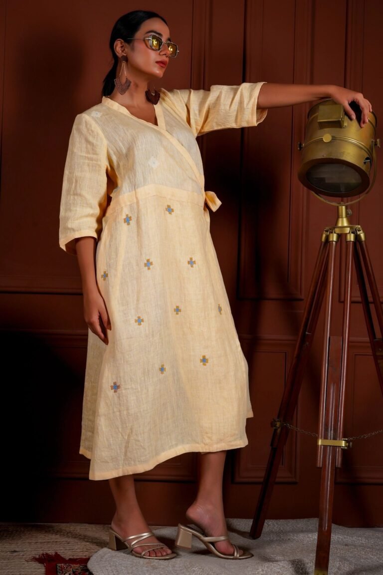 Mustard Handcrafted Wrap Dress