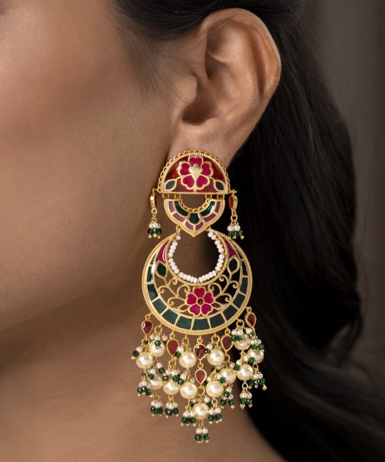 Feroza Phulkari Chandbali Earrings