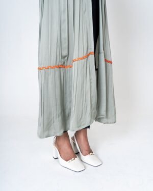 Green OrangeBraidedGatherLongCape 2