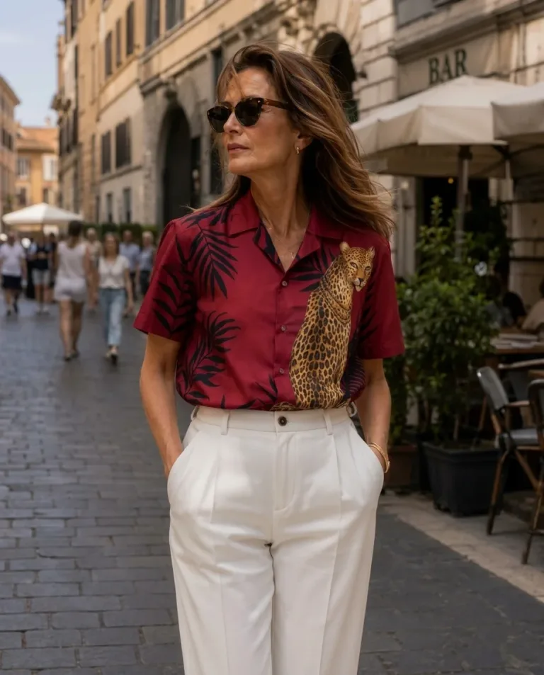 Red Leopard Resort Shirt