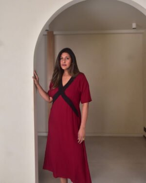 MaroonModalCottonLaceDress2