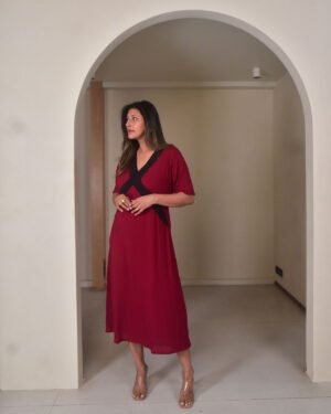 MaroonModalCottonLaceDress4