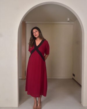 MaroonModalCottonLaceDress5