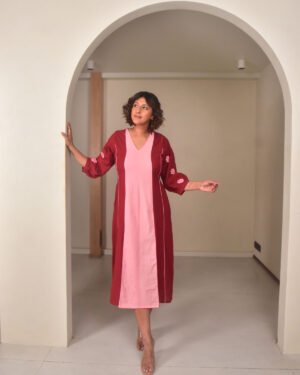 Maroon applique dress1