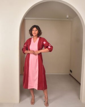 Maroon applique dress4