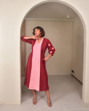 Maroon applique dress5