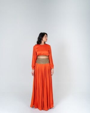 OrangeSkirtSetwithColor BlockedBraids 2