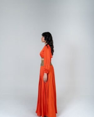 OrangeSkirtSetwithColor BlockedBraids 3