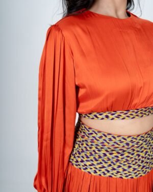 OrangeSkirtSetwithColor BlockedBraids 5