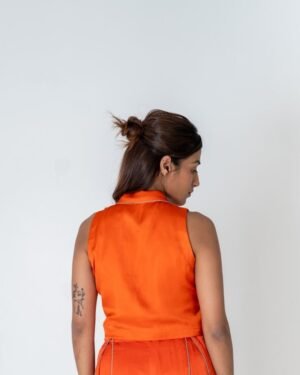 OrangeSleevelessWaistcoatTop