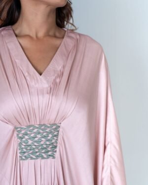 Pink GreenBraidedLongKaftan 2