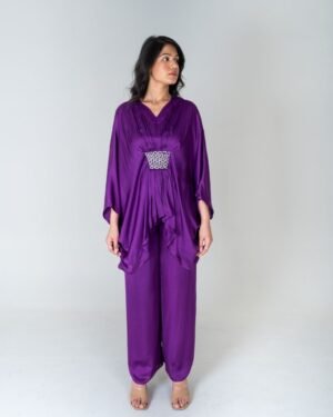 Purple GreenBraidedKaftanCo ordSet 2