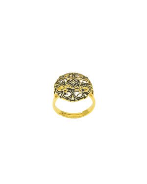 Silver Gold Oxidised Goldplated Adjustable Ring Thar 1