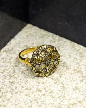 Silver Gold Oxidised Goldplated Adjustable Ring Thar 2
