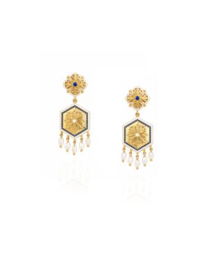 Silver Gold Plated Small Earrings Blue Magnolia 1.1