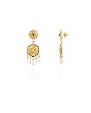 Silver Gold Plated Small Earrings Blue Magnolia 1.2