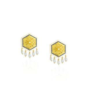 Silver Goldplated Bead Stud Earrings Blue Magnolia 3