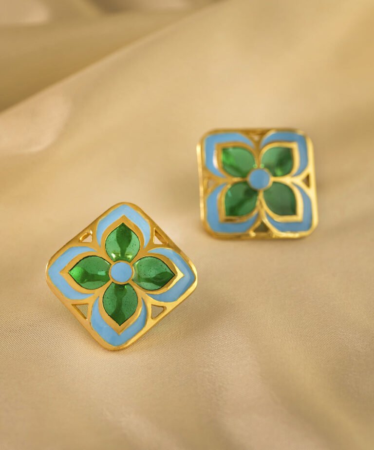 Aks Chameli Stud Earrings Green