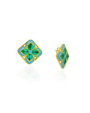 Silver Goldplated Chameli Stud Earrings Green Aks 2 0e0a7bb1 268a 45ae 91d5 362c8a6def81